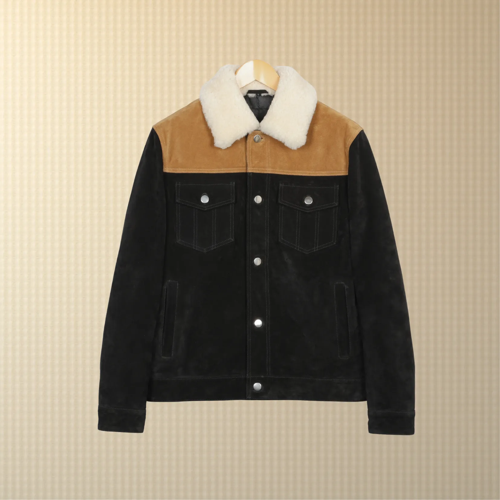 Suede Fur Collar Trucker Jacket