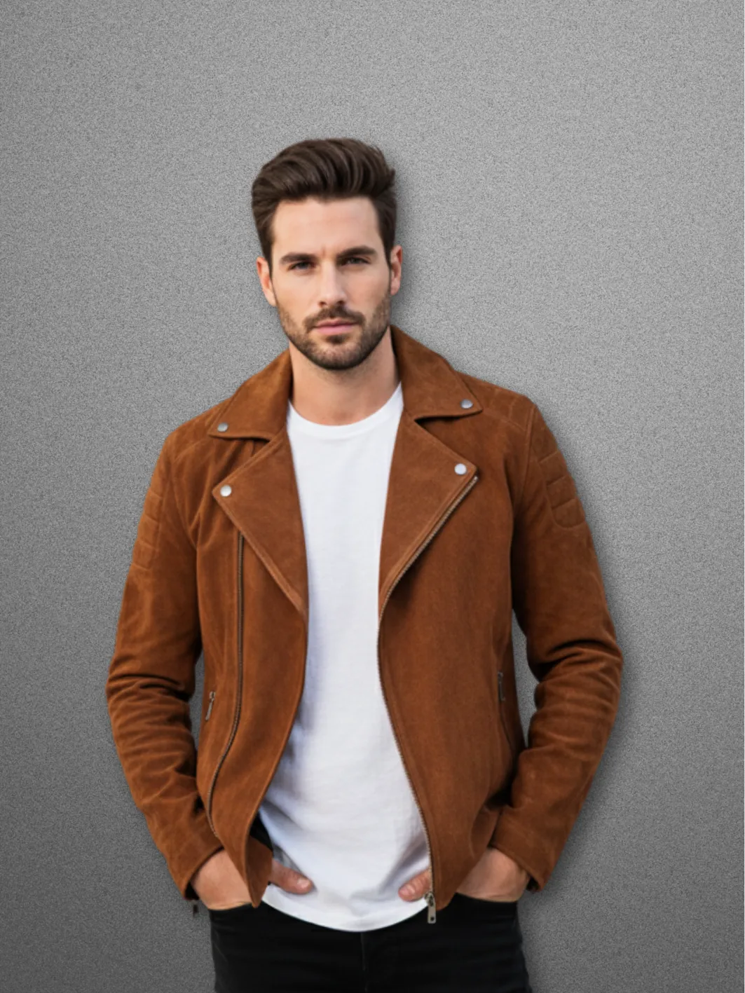 ICARUS Suede Men's Motorcycle Jacket Tawny