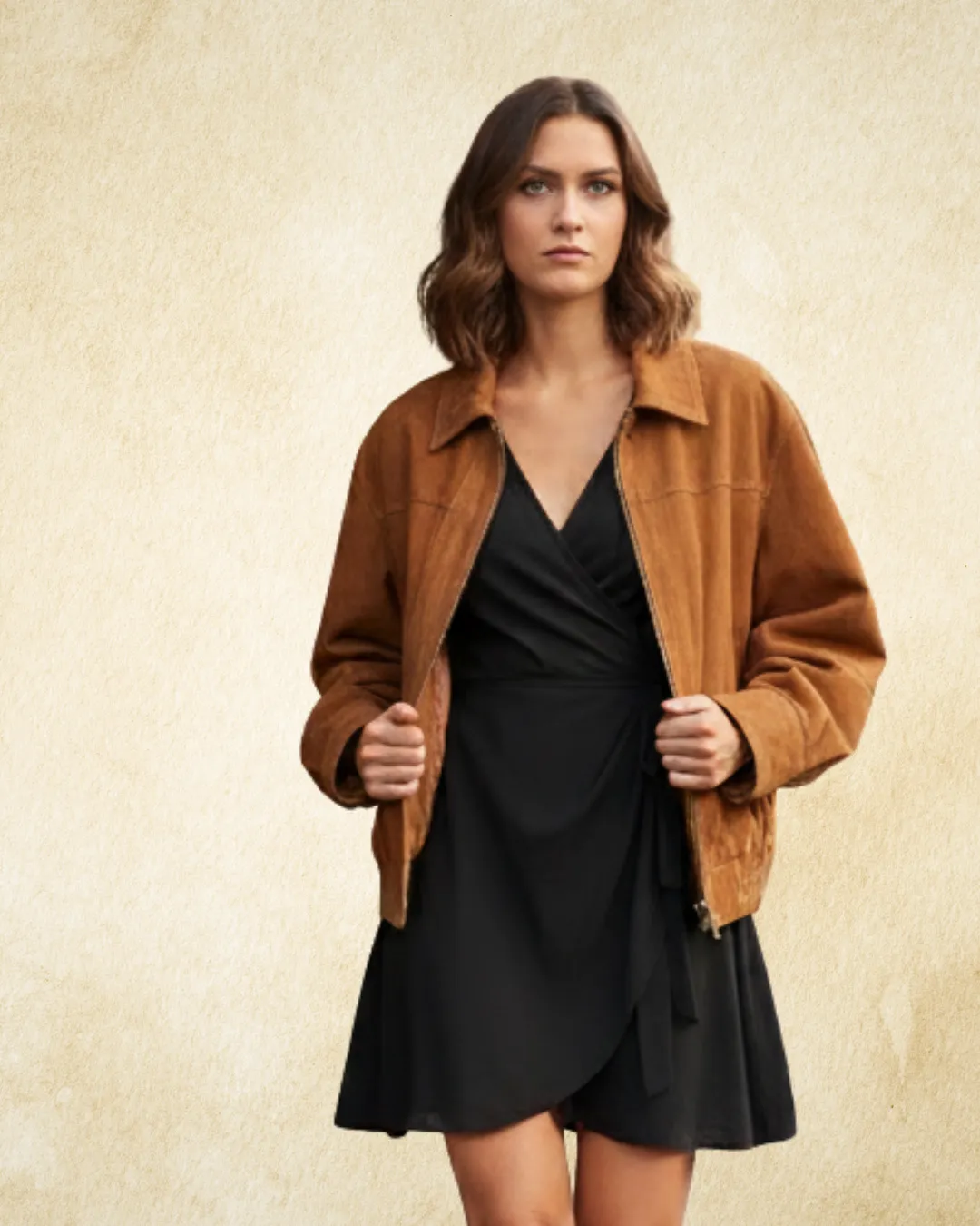 CALISTE Suede Oversized Bomber Jacket