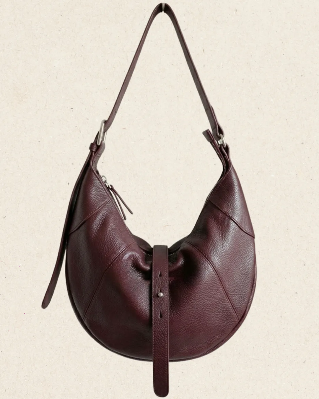 LANIKE Leather Crescent Satchel Garnet        
