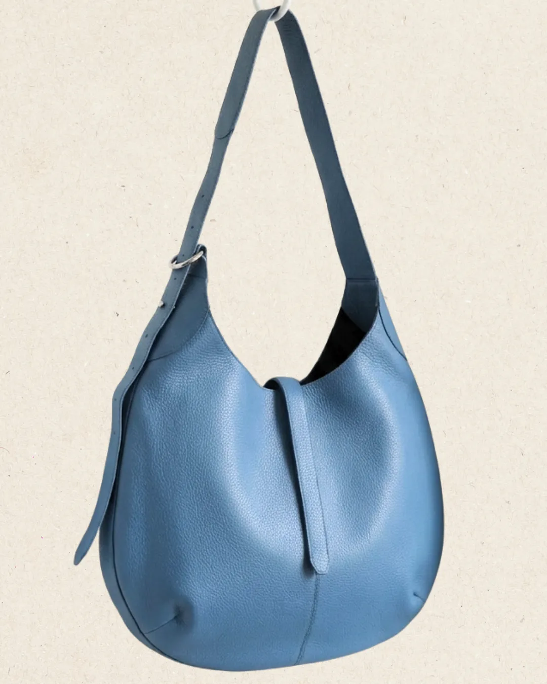 PERSE Leather Oversized Hobo Bag Blue